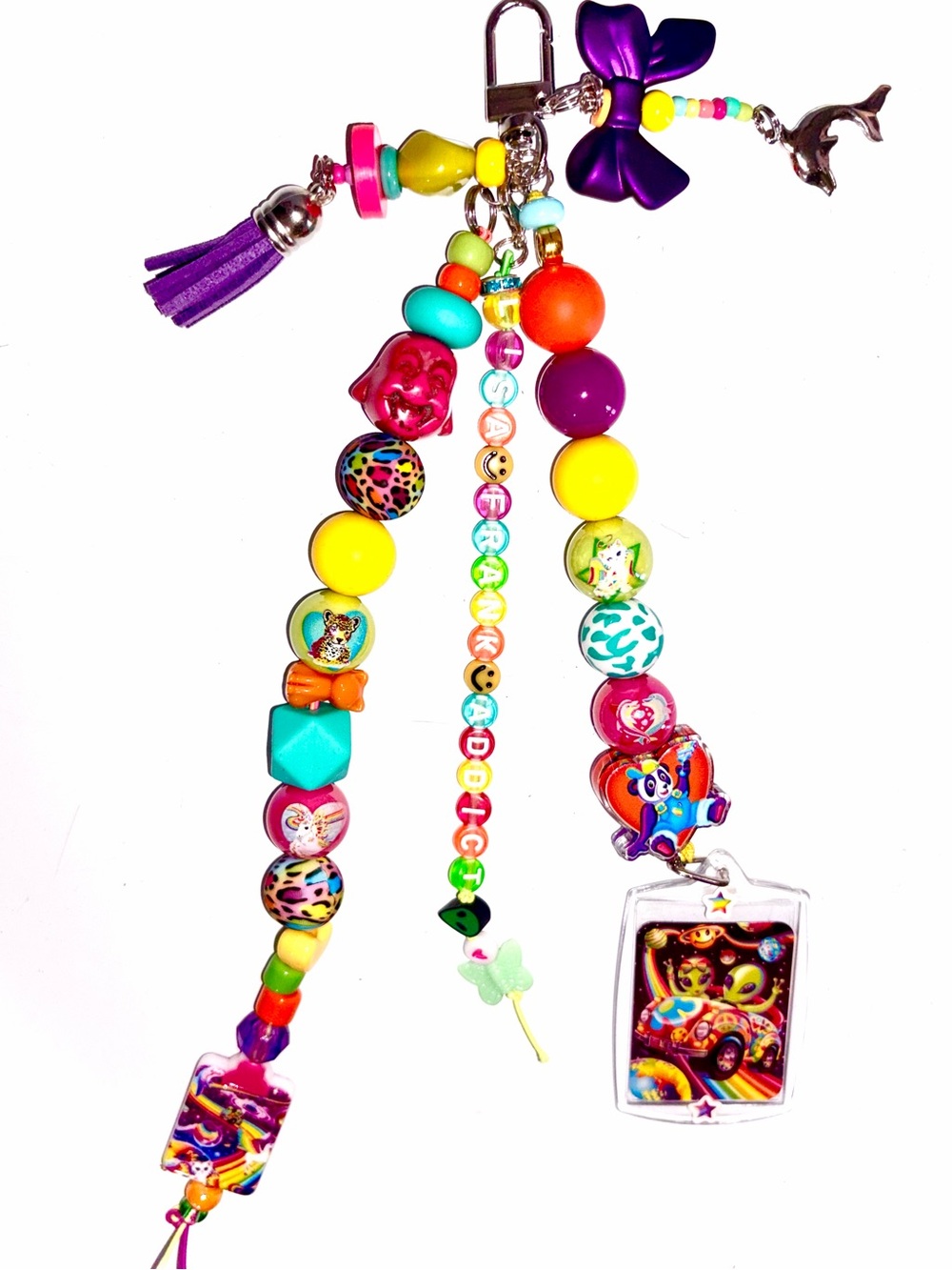 Handmade Lisa Frank Backpack/Purse Charm ‘Lisa Frank Addict’